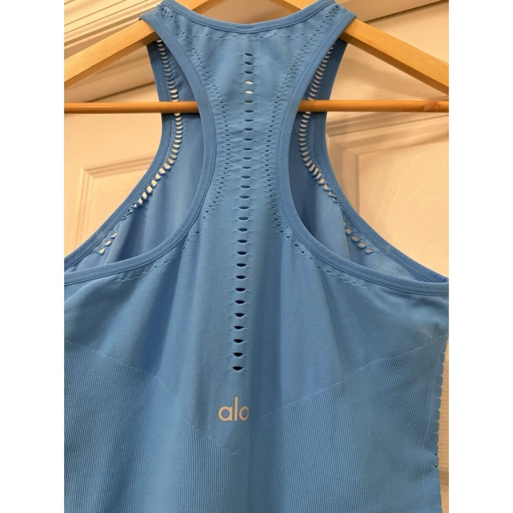 Alo Yoga SEAMLESS OPEN AIR RACERBACK DRESS Blue Size Medium